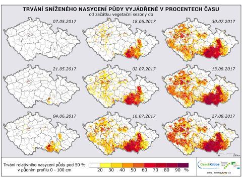 Obr. 3.32. Vymezení lokalit s dlouhodobým výskytem (působením) sucha.