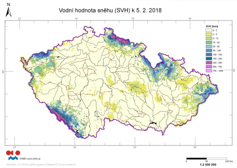 Aktuální vodní hodnota sněhu Zásoba vody ve sněhu v kraji Vysočina 2.2.2015 64,4 mil. m 3 9.2.2015 97,1 mil. m 3 1.