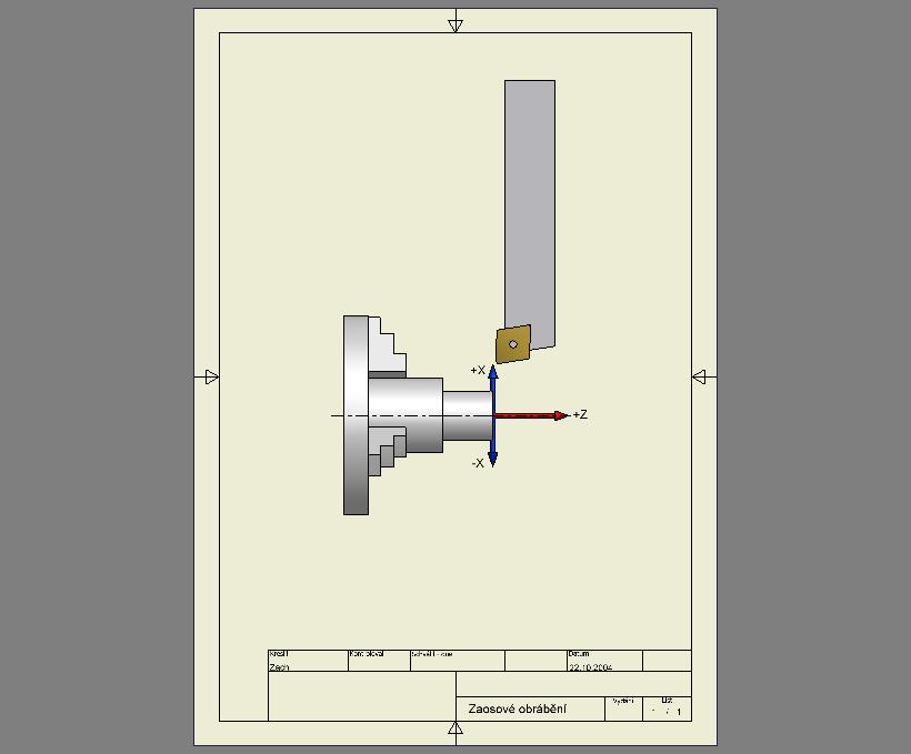 je ve směru narůstání obrobku.