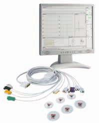Ergometrie včetně 12 kanálového EKG kontinuálně ukládá EKG záznam během vyšetření on-line komunikace ze zátěžovým zařízením (ergometr, treadmill, NIBP, SPO2) přehledné