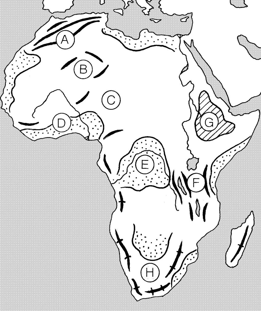 PRVOHORY A DRUHOHORY Povrch Afriky a zlialo ho, v ktorom sa horniny napr.. TREŤOHORY A ŠTVRTOHORY Povrch Afriky pretvárali. Pozdĺž zlomov vznikla činnosť. Na SZ Afriky sa vytvorilo vrásové pohorie.