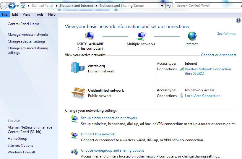 Windows 7 1. Klikněte na ikonu Internet Access (Přístup k internetu) na spodní pravé straně obrazovky. Obrázek 3.
