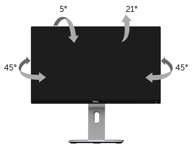 Naklonění a nastavení výšky monitoru POZNÁMKA: Níže uvedený postup platí pro podstavec dodaný s monitorem.