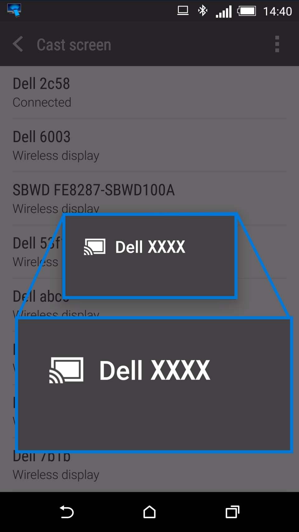 4 Klikněte na DISCONNECT a vaše zařízení se systémem Android přestane promítat obrazy do monitoru.