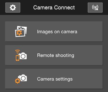 Připojení ke smartphonu Postup pro smartphone 2 5 Ovládejte fotoaparát pomocí aplikace Camera Connect. Proveďte další operace pomocí aplikace Camera Connect.