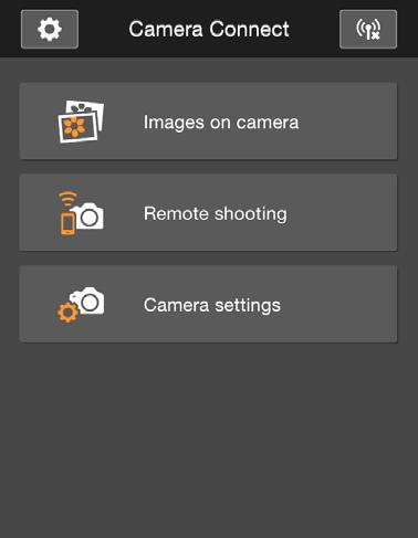 Ovládání fotoaparátu pomocí smartphonu Smartphone s nainstalovanou aplikací Camera Connect můžete používat k prohlížení snímků uložených ve fotoaparátu a k fotografování na dálku.