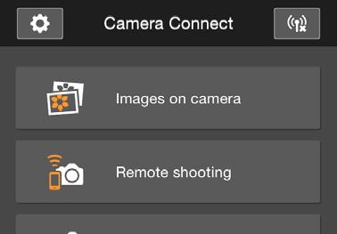 Ovládání fotoaparátu pomocí smartphonu Ukončení připojení Chcete-li ukončit připojení, proveďte jednu z následujících operací. Na obrazovce Camera Connect smartphonu klepněte na položku [t].