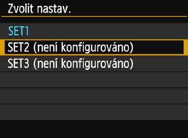 Registrace nastavení pro více připojení Můžete zaregistrovat až tři nastavení pro připojení smartphonu. 1 Vyberte položku [Funkce Wi-Fi].