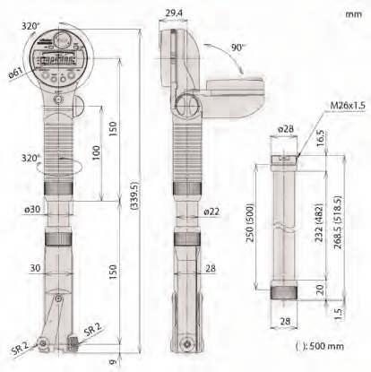 (1) Zdvih kontaktního bodu 1,2 mm Napájení 2 baterie SR-44 Životnost baterie cca 2000 hodin Série 511 DIGIMATIC Dutinoměry, které umožňují digitální měření vnitřních rozměrů s vynikající přesností do