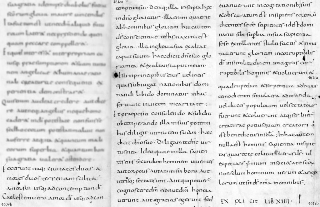 4. Minuscula uncială, semiuncială, carolingiană Paleografie 4.4. Exemplu St. Gallen, Stiftsbibliothek, Cod. Sang. 177, ff. 460vb 461rb (jumătatea sec.