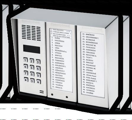 GENOVA Klávesnice typ S (stříška na zeď) (Elektrický vrátný) je zařízení umožňující hovorové spojení s domácím telefonem. Je sestaven z modulu komunikace a modulu jmenovek.