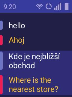 Když vyslovíte celý text, který chcete přeložit a následně pustíte tlačítko, překlad se začne provádět automaticky a trvá to cca 2 vteřiny. POZOR!