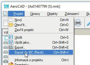 Děkujeme za Váš zájem o návrhový program AeroCAD a především novou funkci export do formátu IFC. Následující řádky Vás seznámí s tím, jak export provést a následně se souborem IFC pracovat. 1.