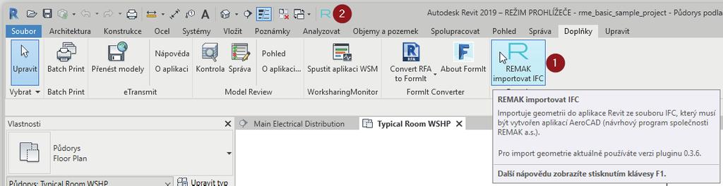 6. Otevřete program Autodesk Revit a projekt, do kterého budete IFC soubor importovat.