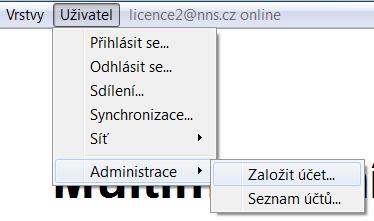 1.8. Založení podúčtů 1.8.1. Oprávnění zakládat uživatele (podúčty) má pouze administrátor uživatel, jehož údaje byly uvedeny při registraci. (Administrátor je v menu Přihlášení označen červeně.