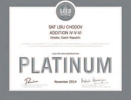 Výrobní závod je certiikován dle LEED (úroveň Platinum). Certiikace LEED (Leadership in Energy & Environmental Design) je udělována mezinárodní společností U.S.