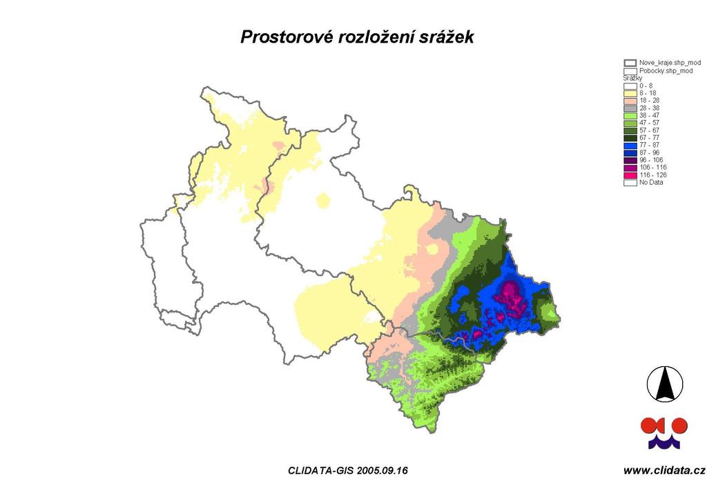 Maximální hodnoty srážek dne 24. 8.