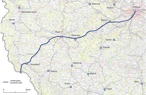 39 RS3 Praha Plzeň Dmažlice st. hr. SRN Prbíhá přestavba železničníh uzlu Plzeň.