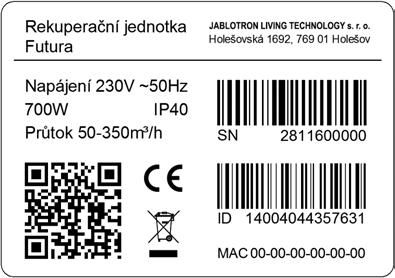 Úvod Předmětem Instalačního manuálu je rekuperační zařízení Futura, které je určené k řízenému větrání a úpravě vnitřního prostředí obytných prostor.