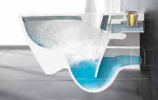 Užívateľský príjemné riešenie pre wc misy DirectFlush Nádobka na čistiace prostriedky integrovaná v prívode vody keramického korpusu wc misy Hygienické plnenie bežne predávanými wc blokmi, alebo