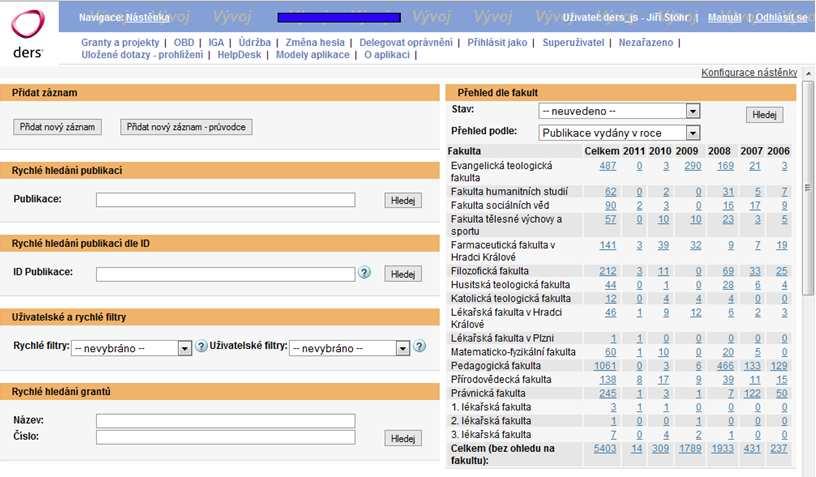 Popis systému OBD a jeho modulů Při vstupu do systému se uživateli zobrazí tzv.