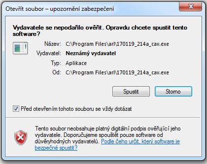 Na disku C:\Program Files\arl\ si dvojklikem otevřete soubor, který se