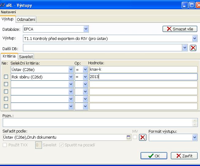 Kontroly před exportem do RIV Kontroly před exportem do RIV Vám slouží ke kontrole záznamů před tím, než začnete vytvářet xml soubory. Kontrolu naleznete ve Funkce Výstupy Epca T.1.