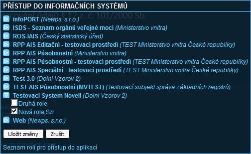 3.6.6 Přidělování přístupových rolí do AIS uživateli Zobrazte si údaje daného uživatelského účtu (viz kapitola 3.6.3). Klikněte na odkaz Správa rolí nad údaji účtu.