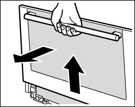 Vyskrutkujte dve skrutky na dvierkach pomocou plochého skrutkovača (šírka 8-11 mm). Pritom jednou rukou pevne držte sklenenú tabuľu dvierok. (obrázok A) 3.
