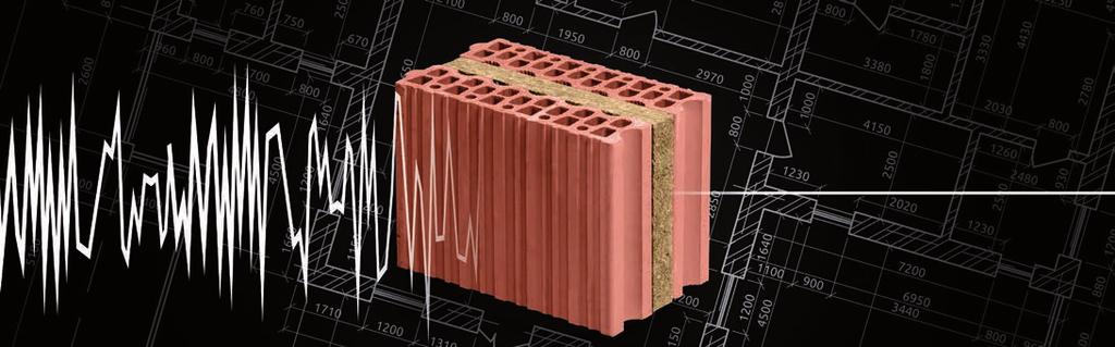 ZVUKOVÁ IZOLACE ZVUKOVÁ IZOLACE ZVUKOVÁ IZOLACE Nejdůležitější vlastností stěny z cihelných bloků HELUZ AKU KOMPAKT 21 broušená je zvuková izolace při menší tloušťce stěny oproti zdivu z cihelných