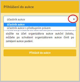 Tip: Účastník aukce se může aktivně účastnit