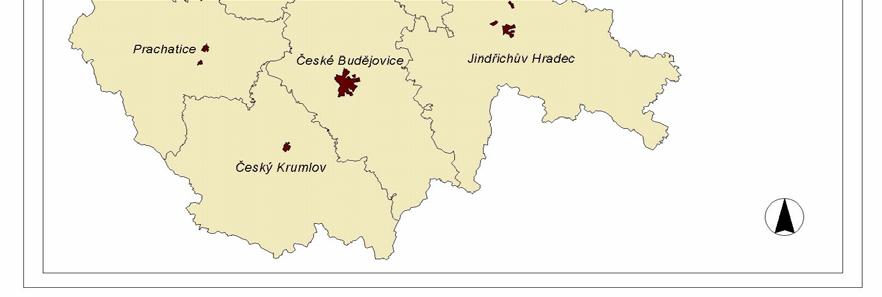 Vnitřní administrativně-územní strukturu kraje tvoří sedm okresů: České Budějovice, Český Krumlov, Jindřichův Hradec, Tábor, Písek, Strakonice a Prachatice. I.2.