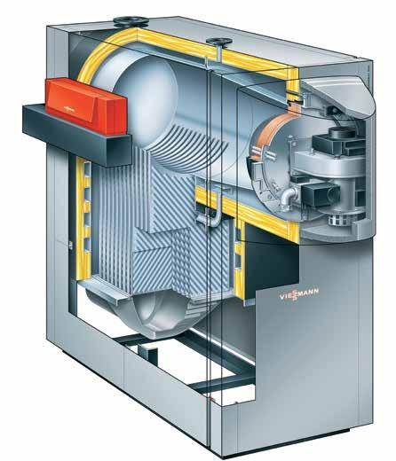 Vyspělá kondenzační technika Konstrukce ploch výměníku tepla Inox-Crossal umožňuje vysoké výkony kotle Vitocrossal 300 i při malých rozměrech a nízké hmotnosti.