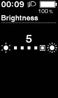 Brightness (Jas) < SC-E6010 > Jas podsvícení lze upravit dle potřeby. 1. Stiskněte spínač X nebo Podpora šlapání Y pro nastavení jasu. Jas lze nastavit v 5 úrovních.