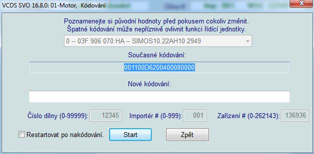 Kódování funkce, která umožňuje změnu parametrů řídicí jednotky. Parametry jednotky jsou obsažené v kódu. Pro konfiguraci ŘJ je proto nutná úprava takového kódu.