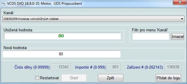 Hodnota obsažená v každém z kanálů určuje konkrétní funkci v daném systému vozidla. Kanál s pořadovým číslem 0 má speciální funkci pro obnovu továrního nastavení.