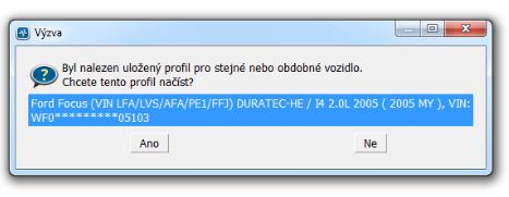 V části Záznam se začnou postupně vypisovat informace o stavu navázané komunikace s jednotlivými řídicími jednotkami vozidla.