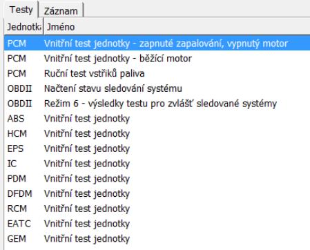 Obr. 50 Nabídka dostupných testů 2.5.4.6 Servisní funkce Umožňuje provádět nabízené servisní úkony. Vyhodnocení je v obdobném stylu jako u předchozí funkce. Obr. 51 Nabídka servisních procedur 2.5.4.7 Konfigurace a programování Účelem této funkce je úprava parametrů, resp.