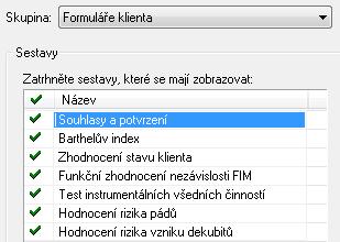 Chcete-li zobrazit danou sestavu, označte ji a klepněte na tlačítko Další > (nebo poklepejte na její název). V následujících oknech nastavte další údaje požadované k vytvoření sestavy (např.