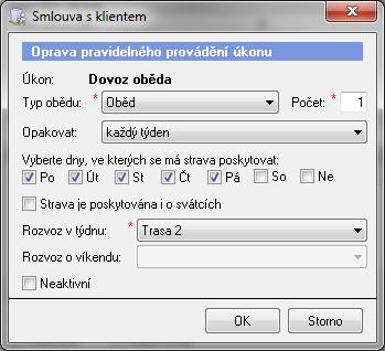 Hlavní okno tlačítko Otevřít kartu klienta sekce Smlouva s klientem záložka Smlouva s klientem tlačítko Opravit tlačítko Přidat (četnost) položka Provádění v přesný den) Pro sociální úkony, balíčky