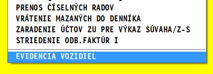 môţete uţ z tohto zoznamu vyberať vozidlo s príslušnou ŠPZ.