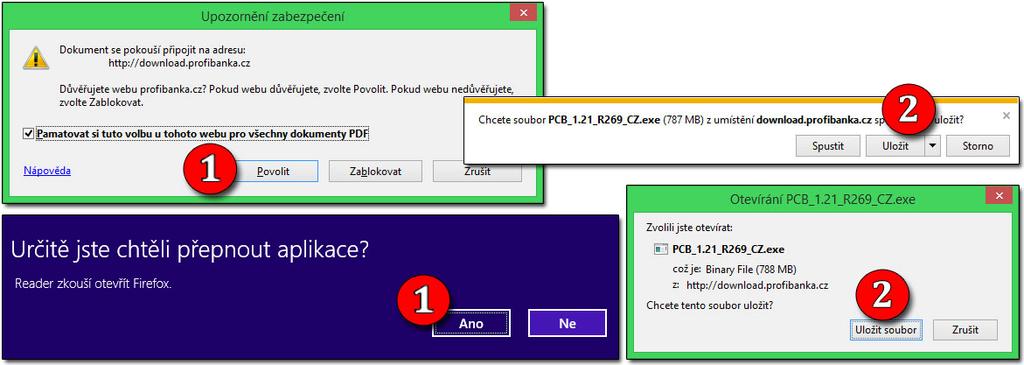 STIAHNUTIE A PRÍPRAVA INŠTALAČNÝCH SÚBOROV STIAHNUTIE INŠTALAČNÉHO ZDROJA 1. prostredníctvom odkazu http://download.profibanka.cz/pcb_1.23_r289_cz.exe stiahneme inštalačný zdroj do PC.