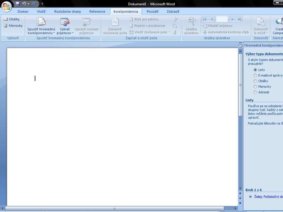 A postup je ten istý ako pri Word 2003-6 krokov na