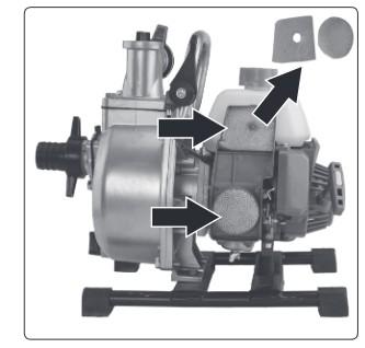 Nikdy nestartujte motor čerpadla bez čistého vzduchového filtru.