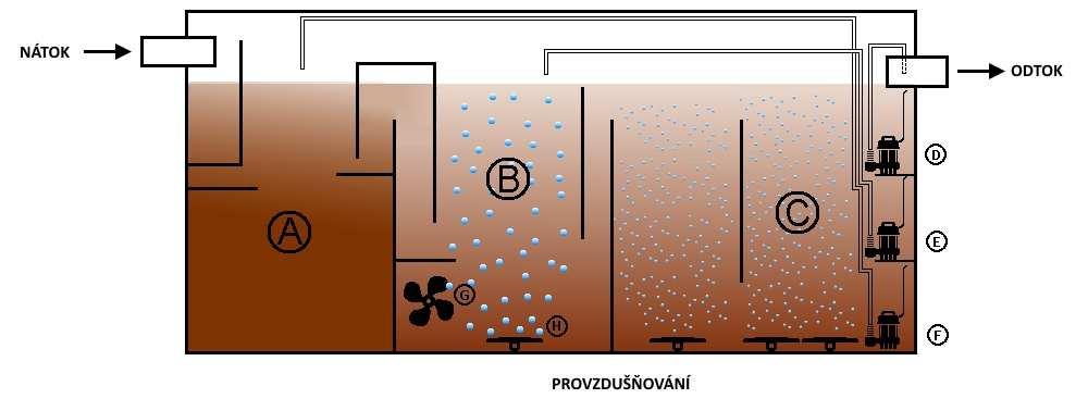 Tato nádrž je naplněna směsí odpadní vody a aktivovaného kalu. V anoxických podmínkách zde dochází k denitrifikaci, tedy redukci dusičnanů ve vodě obsažených na plynný dusík.