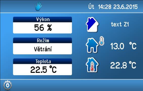Start displeje Po zapnutí napájení se na ovladači CP-Touch objeví startovací obrazovka s doplňkovou informací o stavu komunikace s jednotkou.