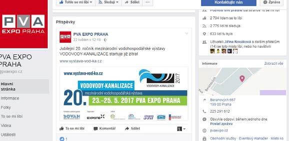 propagace na Facebooku /PROPAGACE NA WEBU AREÁLU/ PŘÍSPĚVEK NA FACEBOOKU PVA EXPO PRAHA Rozsah: Text max.