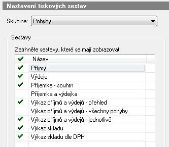 sbalíte příslušnou větev. Chcete-li zobrazit danou sestavu, označte ji a klepněte na tlačítko Další > (nebo poklepejte na její název).