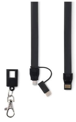 Napájecí kabel Kabel ve formě šňůrky na krk z TPE s micro USB a typem C pro chytré telefony