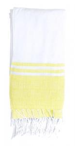Plážový ručník Plážový ručník s barevným pruhem a střapci, 50% polyester a 50% bavlna Cena: